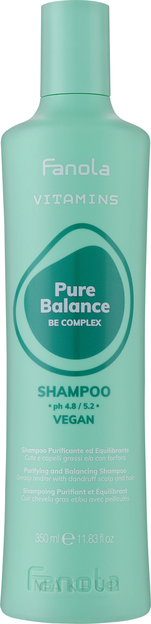 Reinigendes und ausgleichendes Shampoo - Fanola Vitamins Pure Balance Shampoo — Bild 350 ml