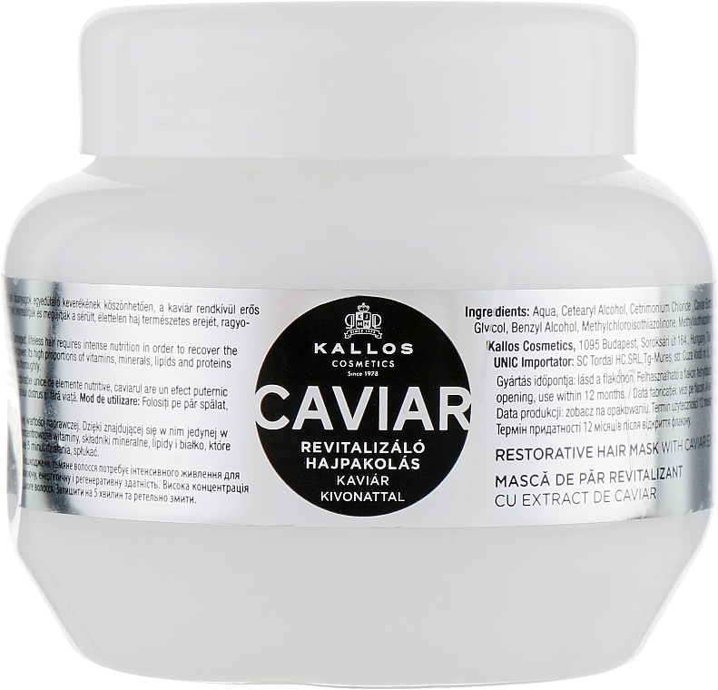 Revitalisierende Haarkur mit Kaviarextrakt - Kallos Cosmetics Anti-Age Hair Mask