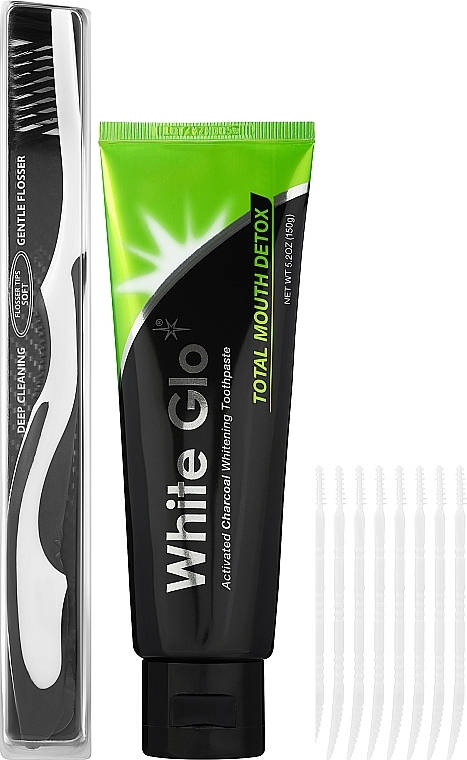 Set - White Glo Charcoal Total Mouth Detox (Zahnpasta 150g + Zahnbürste) — Bild N2