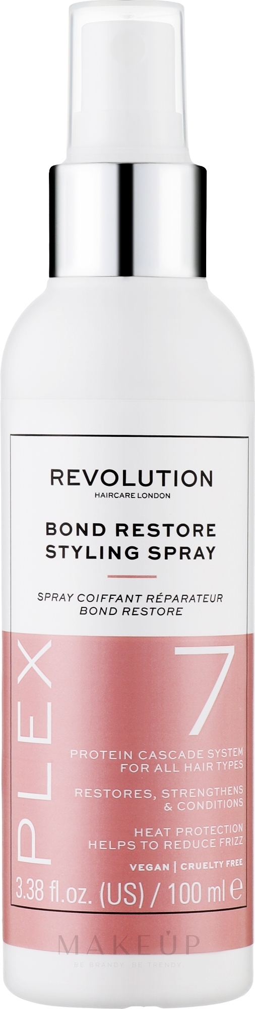 Anti-Frizz Haarstylingspray mit Hitzeschutz - Makeup Revolution Plex 7 Bond Restore Styling Spray — Bild 100 ml