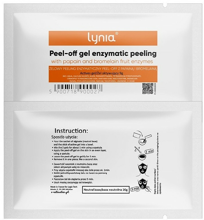 Peel-Off-Gelmaske für das Gesicht mit Enzymen - Lynia Peel Off Gel Enzymatic Peeling