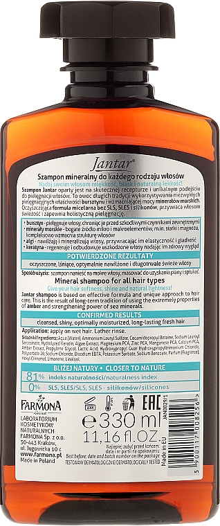 Shampoo mit Bernsteinextrakt und Mineralien für alle Haartypen - Farmona Jantar Mineral Shampoo — Bild N2