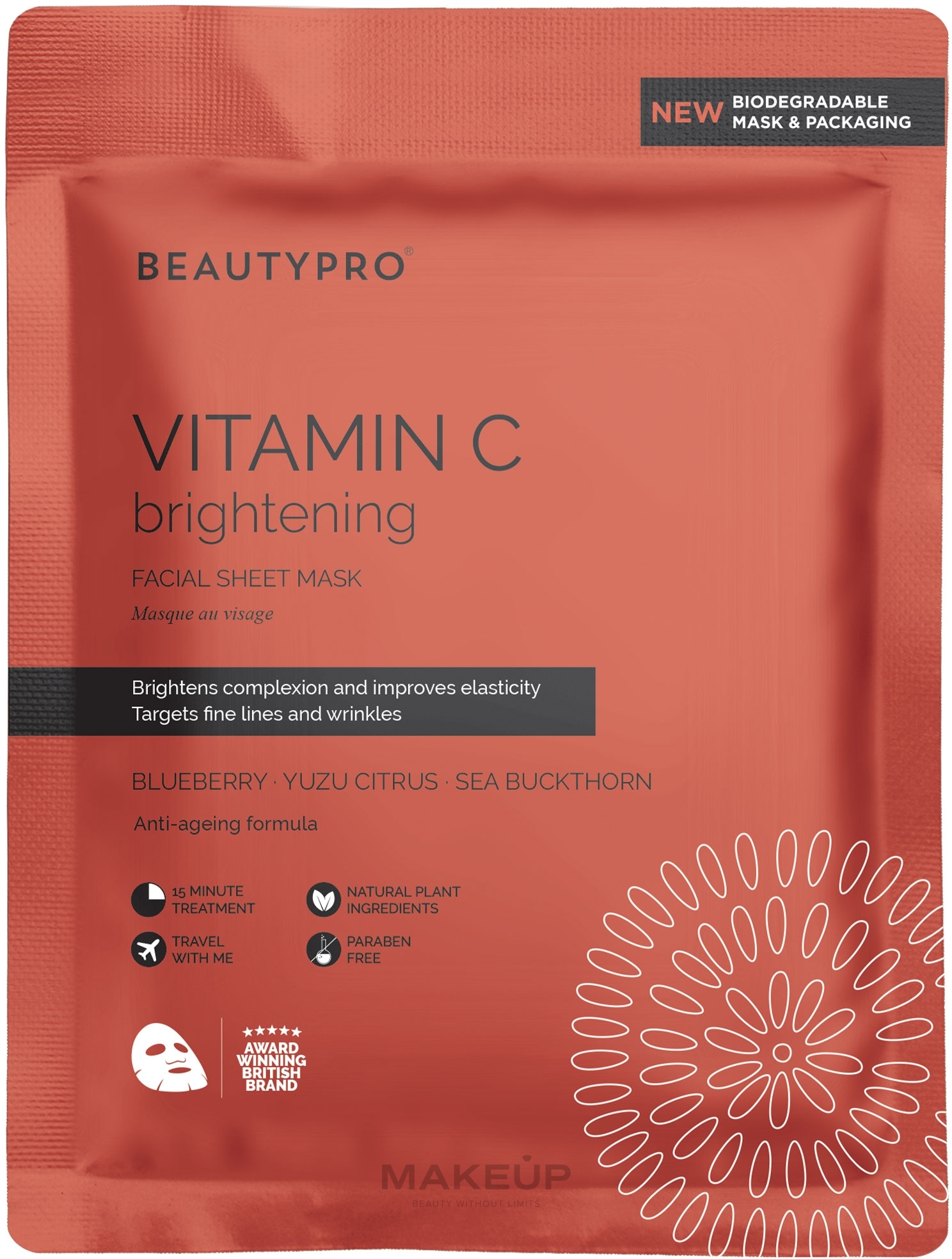 Aufhellende Gesichtsmaske mit Kollagen und Vitamin C - BeautyPro Collagen Mask Brightening Vitamin C — Bild 22 ml