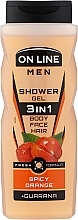 3in1 Duschgel für Gesicht, Haar und Körper - On Line Men & Care Spicy Orange Shower Gel — Bild N1