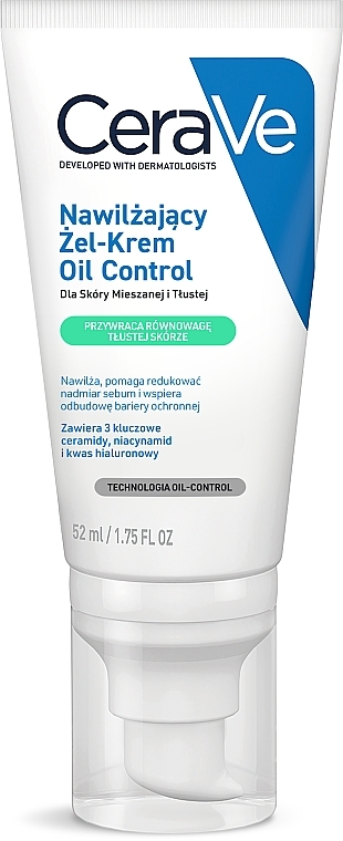 Mattierendes, feuchtigkeitsspendendes Creme-Gel für Mischhaut und fettige Haut - CeraVe Oil Control Moisturising Gel-Cream  — Bild N1