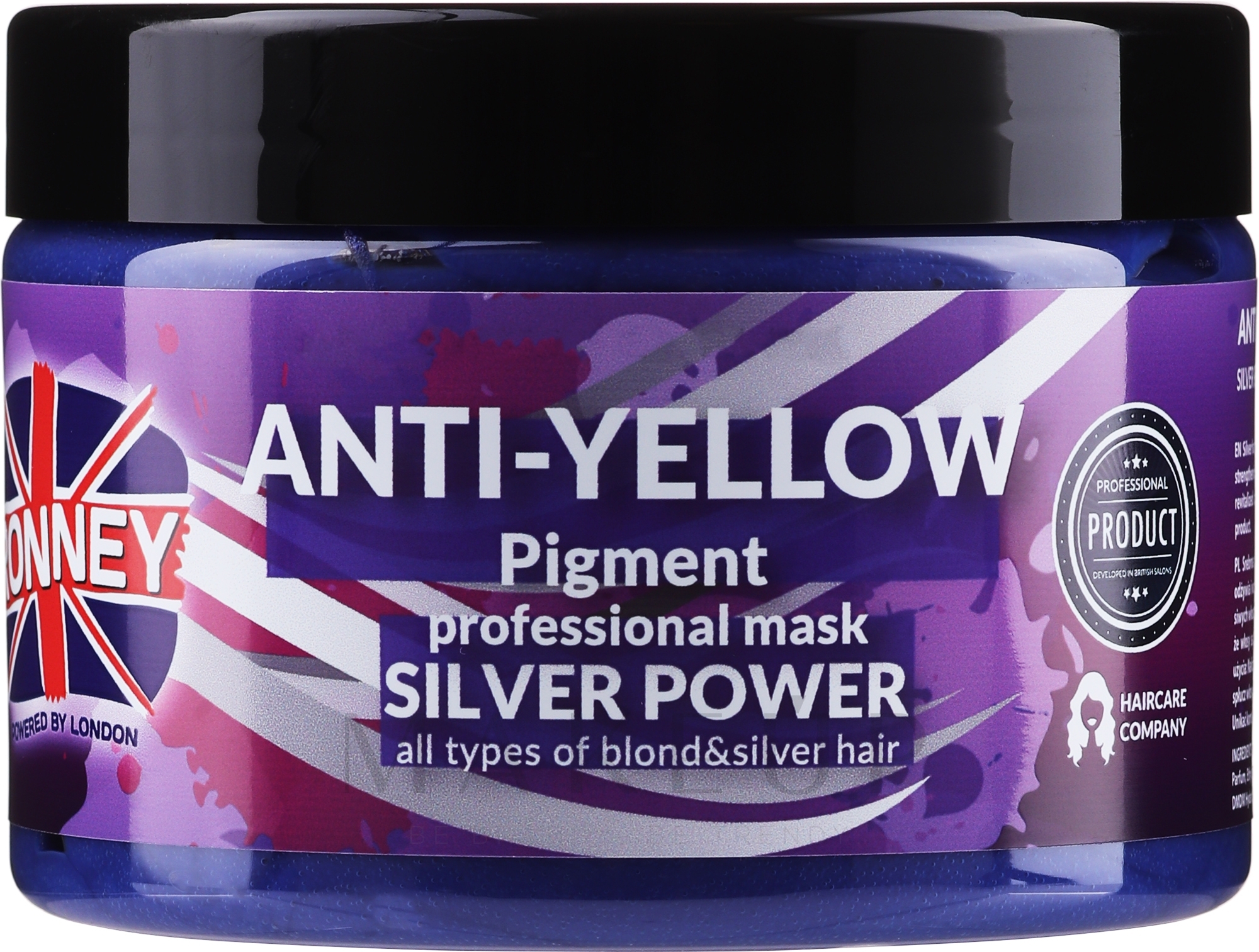 Haarmaske gegen Gelbstich - Ronney Professional Anti-Yellow Pigment Silver Power Mask — Bild 300 ml