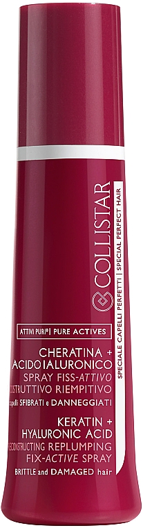 Revitalisierendes Haarspray mit Keratin und Hyaluronsäure - Collistar Pure Actives Fix-active Spray — Bild N1