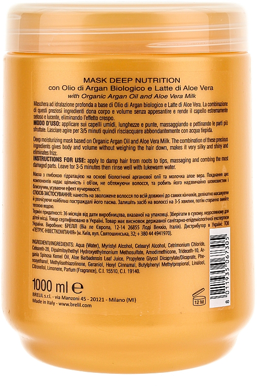Tief pflegende Haarmaske mit Arganöl und Aloe Vera - Brelil Bio Traitement Cristalli d'Argan Mask Deep Nutrition — Bild N2