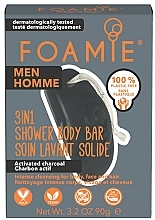 Düfte, Parfümerie und Kosmetik 3in1 Feste Duschseife für Gesicht, Körper und Haar mit Aktivkohle - Foamie 3in1 Shower Body Bar For Men What A Man