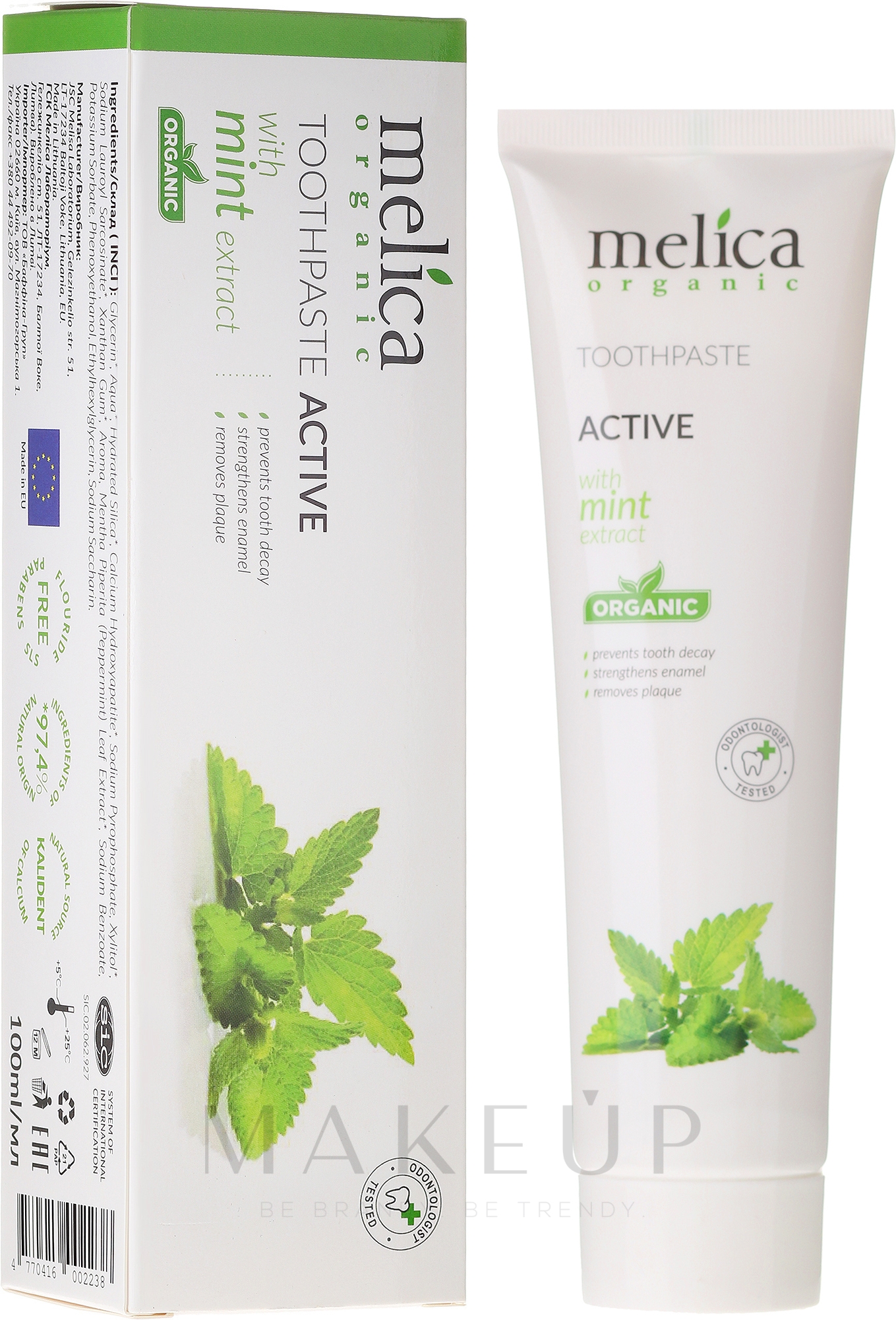 Aktive Zahnpasta mit Minzextrakt - Melica Organic — Bild 100 ml