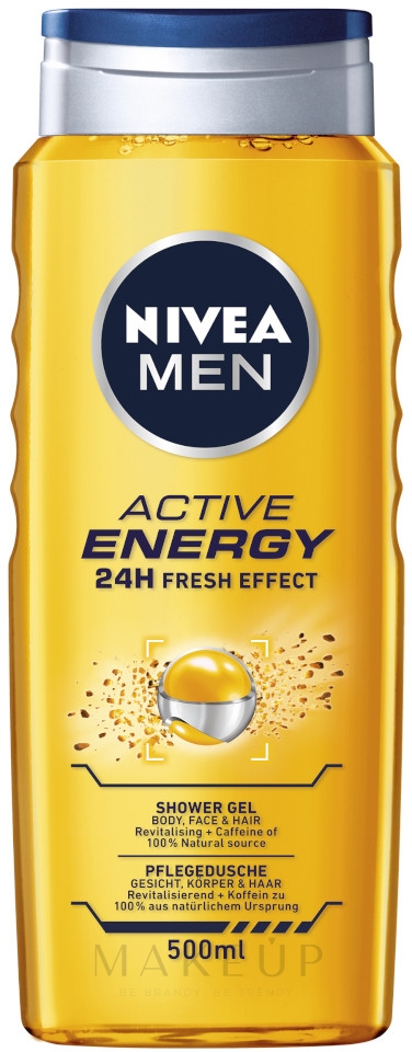 Revitalisierendes Duschgel für Haar, Körper und Gesicht mit Koffein - Nivea Men Active Energy 24H Fresh Effect — Bild 500 ml