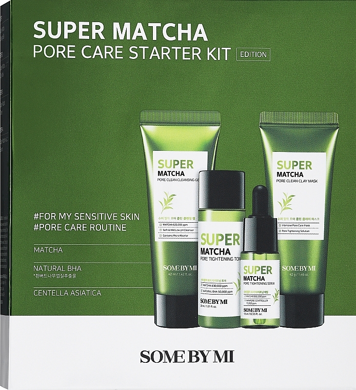 Set - Some By Mi Super Matcha Pore Care Starter Kit (gel/45ml + mask/42g + toner/30ml + f/ser/10ml) — Bild N1