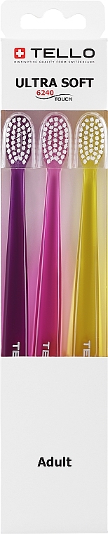 Zahnbürsten-Set extra weich 6240 rosa, gelb, lila 3 St. - Tello — Bild N1
