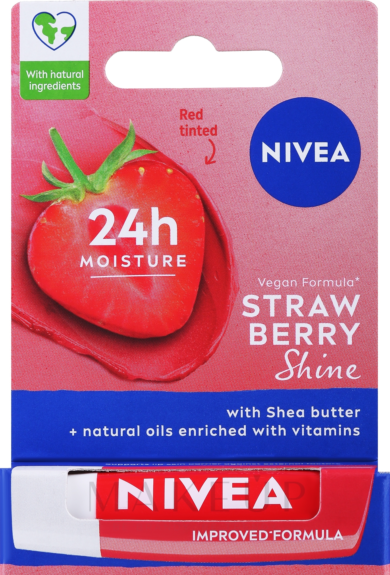 Lippenbalsam "Srawberry Shine" - NIVEA Lip Care Fruity Shine Strawberry Lip Balm — Bild 4.8 g