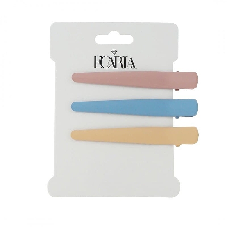 Haarspangen-Set rosa, blau, gelb 3 St. - Ecarla — Bild N1