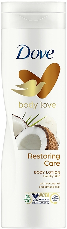 Pflegende und feuchtigkeitsspendende Körperlotion mit Kokosöl und Mandelmilch - Dove Nourishing Secrets Restoring Ritual Body Lotion