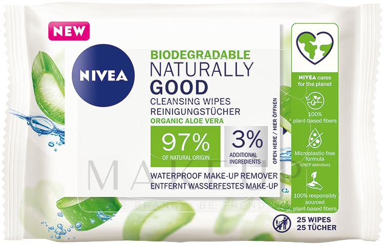 Gesichtsreinigungstücher mit Aloe - Nivea Naturally Good Wipes — Bild 25 St.