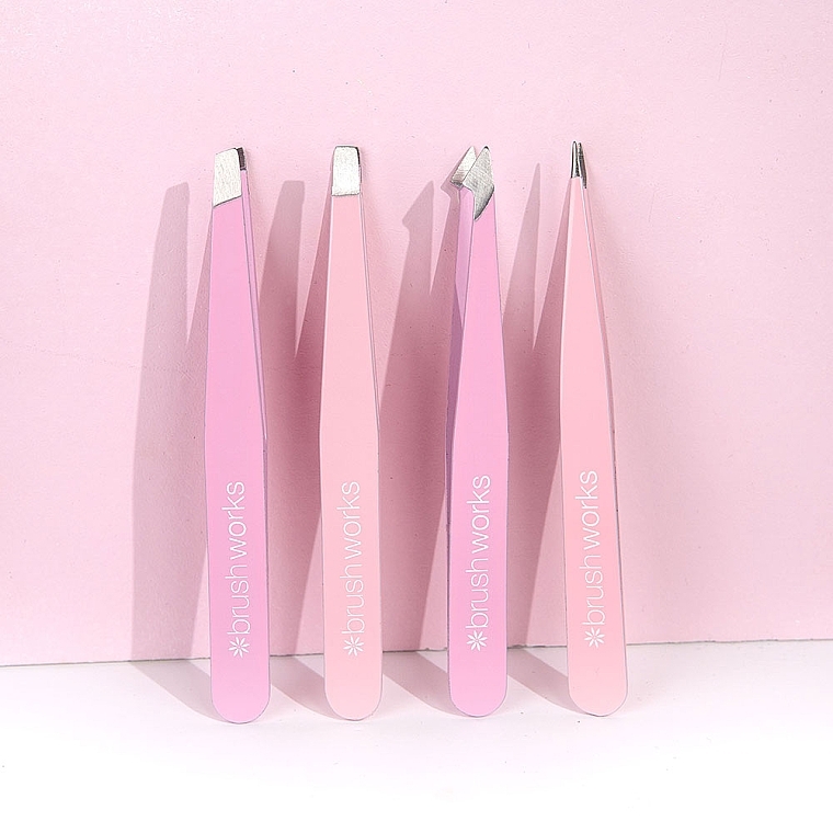 Kombination Pinzetten-Set rosa 4-tlg. - Brushworks 4 Piece Combination Tweezer Set Pink  — Bild N3