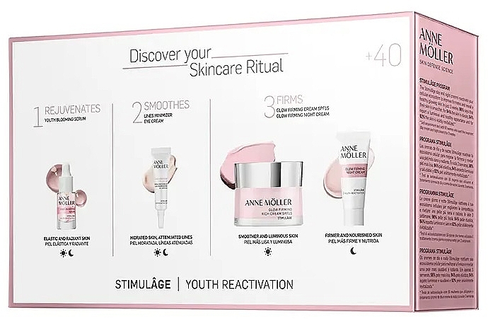 Set - Anne Moller Stimulage Glowing And Firming Ritual Set (d/cr/50ml + n/cr/15ml + eye/cr/5ml + ser/5ml) — Bild N2