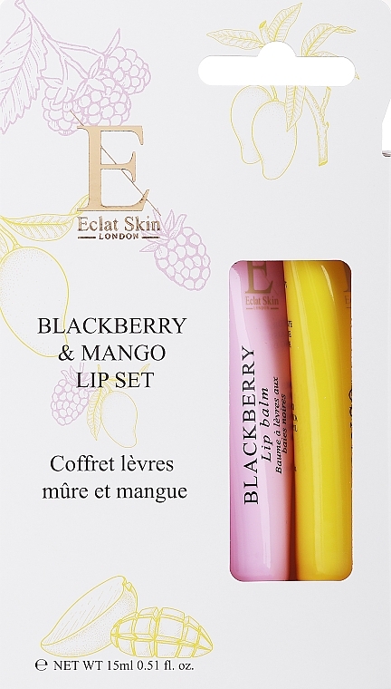 Lippenpflegeset - Eclat Skin London Mango & Blackberry Lip Balm Set (Lippenbalsam 15ml)  — Bild N2