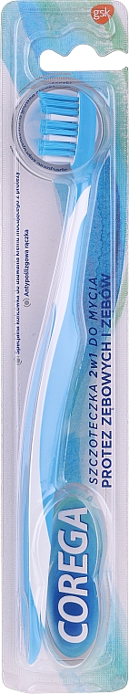 2in1 Zahn- und Prothesenbürste weiß-hellblau - Corega — Bild N1