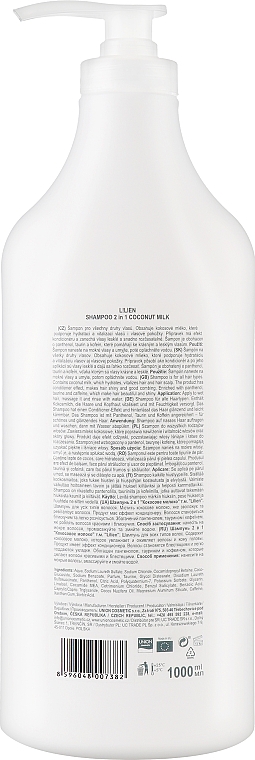Feuchtigkeitsspendendes und revitalisierendes Shampoo mit Kokosmilch, Koffein und Taurin - Lilien Coconut Milk 2v1 Shampoo — Bild N4