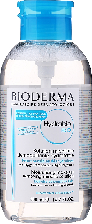 Feuchtigkeitsspendende Mizellenlösung zum Abschminken mit Aquagenium für dehydrierte und empfindliche Haut - Bioderma Hydrabio H2O Micelle Solution — Bild N1