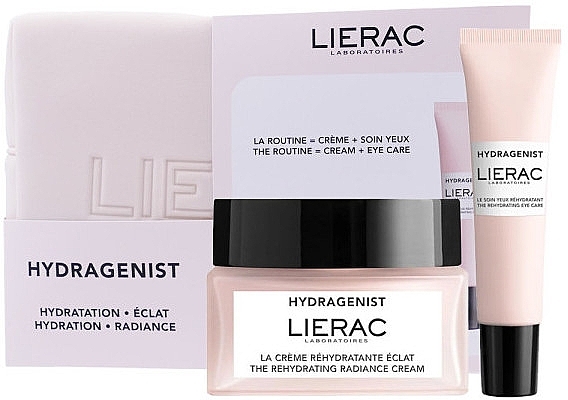 Set - Lierac Hydragenist (Gesichtscreme 50 ml + Augencreme 15 ml + Kosmetiktasche)  — Bild N2