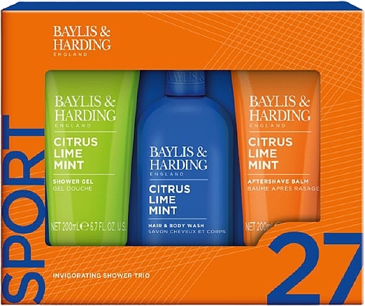 Set - Baylis & Harding Citrus Lime Mint Invigorating Shower Trio Gift Set (hair/body/wash/300ml + sh/gel/200ml + ash/balm/200ml) — Bild N1