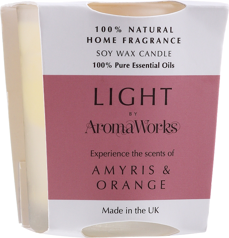 Soja-Duftkerze im Glas mit Amyris- und Orangenduft - AromaWorks Light Range Amyris & Orange Candle — Bild N2