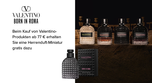 Beim Kauf von Valentino-Produkten ab 77 € erhalten Sie eine Herrenduft-Miniatur gratis dazu
