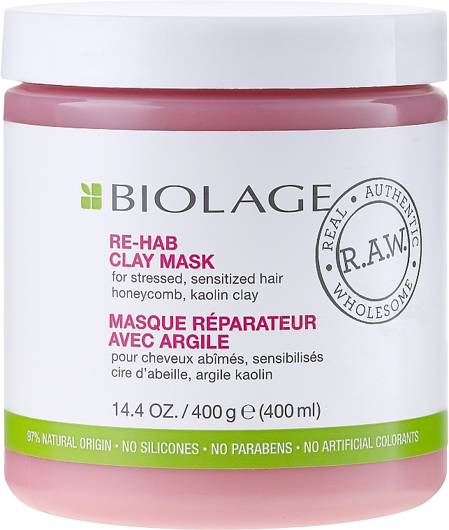 Detox Maske für geschädigtes Haar ohne Parabene - Biolage R.A.W. Re-Hab Clay Mask — Bild N1