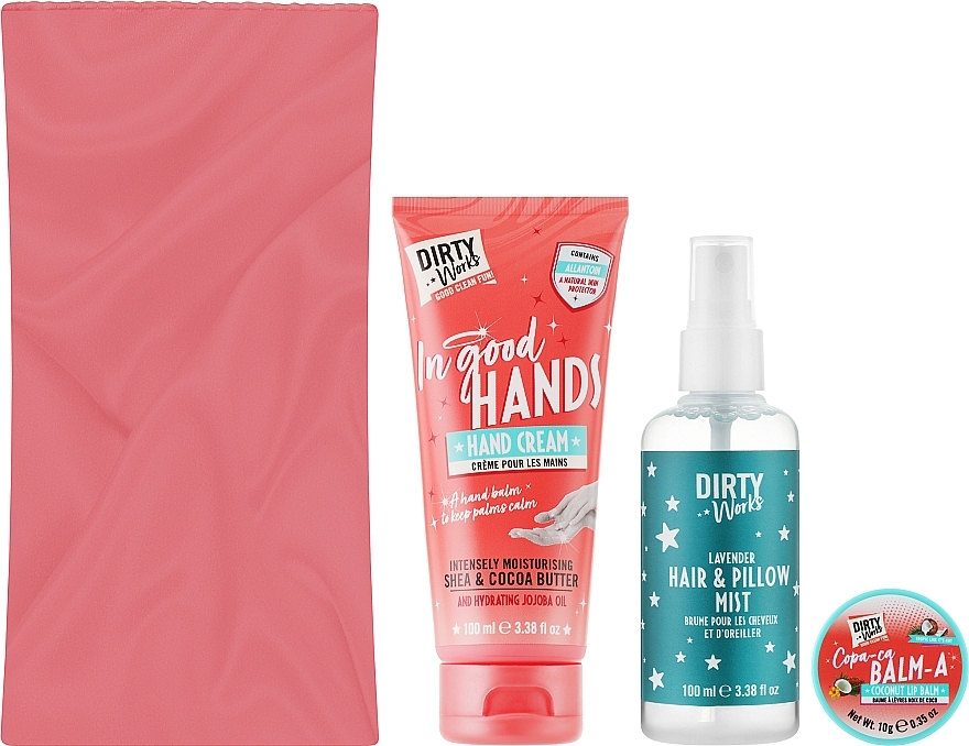 Körperpflegeset - Dirty Works Early Night Sleep Set (Handcreme 100ml + Lippenbalsam 10g + Haarnebel 100ml + Zubehör) — Bild N2