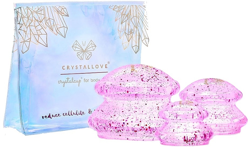 Silikonbecher für die Körpermassage rosa - Crystallove Crystal Body Cupping Set Rose — Bild N1