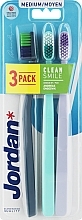 Zahnbürste mittel dunkelblau, lila, hellgrün 3 St. - Jordan Clean Smile Medium — Bild N1