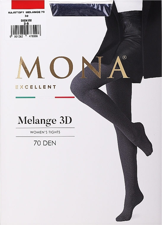 Strumpfhose für Damen Melange 3D 70 Den denim - Mona — Bild N1