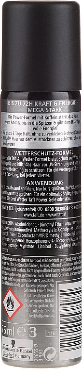 Haarlack mit Koffein - Schwarzkopf Taft Power Hair Lacquer 72H — Bild N2