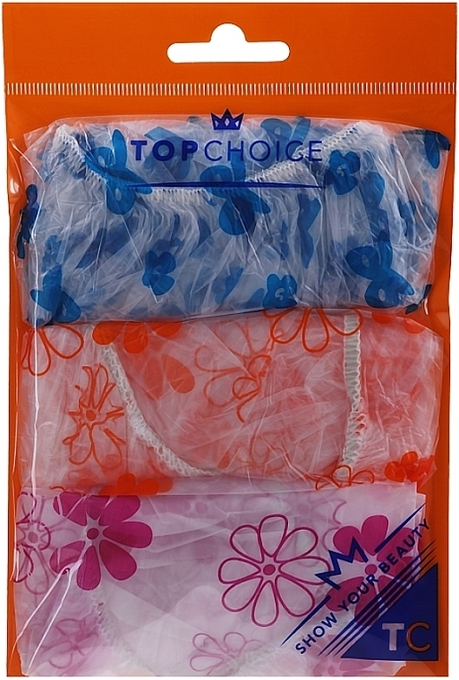 Duschhaube 30659 blau, orange, rosa 3 St. - Top Choice — Bild N1