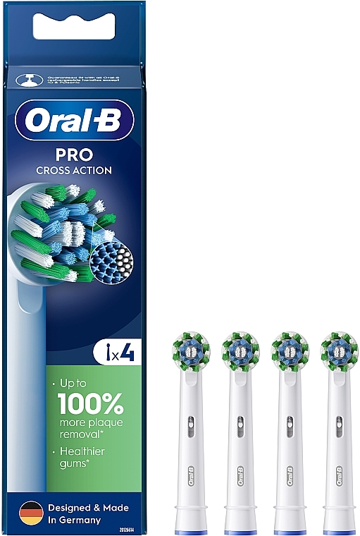 Austauschbare Zahnbürstenköpfe für elektrische Zahnbürste 4 St. - Oral-B Pro Cross Action White — Bild N1