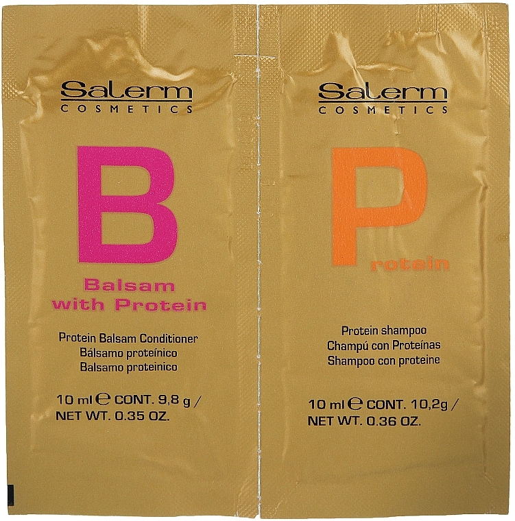 Haarpflegeset - Salerm Linea Oro Protein (Shampoo 10ml + Haarspülung 10ml) — Bild N1