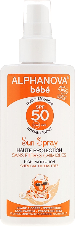 Sonnenschutzspray für Babys mit Aloe Vera SPF 50 - Alphanova Baby Sun Protection Spray SPF 50
