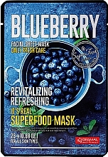 Antioxidative Anti-Aging Tuchmaske für das Gesicht mit Blaubeeren - Dermal It'S Real Superfood Mask Blueberry — Bild N1