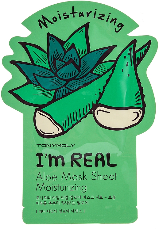 Feuchtigkeitsspendende Tuchmaske für das Gesicht mit Aloe Vera - Tony Moly I'm Real Aloe Mask Sheet — Bild N1