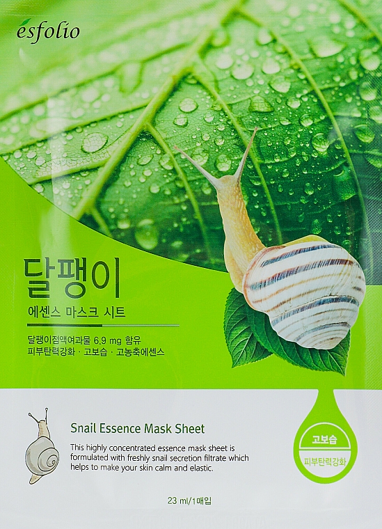 Regenerierende und beruhigende Tuchmaske für das Gesicht mit Schneckenfiltrat - Esfolio Snail Essence Mask Sheet