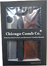 Düfte, Parfümerie und Kosmetik Haarkamm - Chicago Comb Co Giftbox Model No. 2 RVS + Hoesje