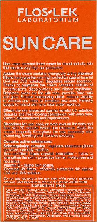Tonisierende Sonnenschutzcreme für fettige und Mischhaut SPF 50+ - Floslek Sun Protection Cream SPF50+ — Bild N3