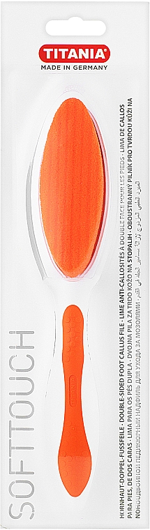 Doppelseitige Fußfeile mit Bimsstein und Schleifpapier orange - Titania