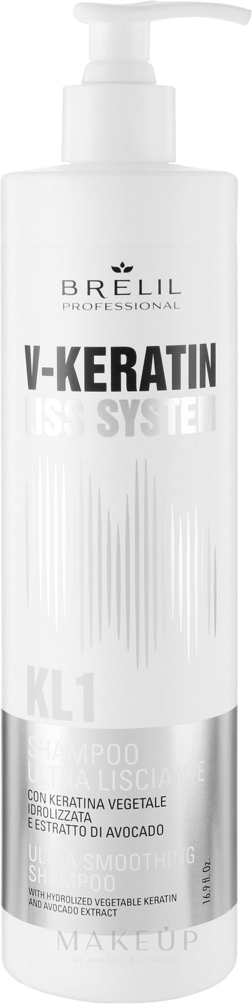 Glättendes Shampoo - Brelil V-Keratin Liss System KL1 Ultra Smoothing Shampoo — Bild 500 ml