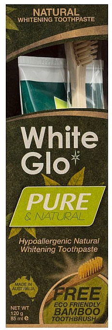 Zahnpflegeset - White Glo Pure & Natural (Aufhellende Zahnpasta 85 ml + Bamboo-Zahnbürste 1 St.)