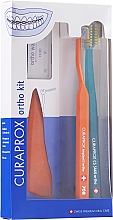 Set Variante 30 (orange, orange, blau) - Curaprox Ortho Kit (brush/1pcs + brushes 07,14,18/3pcs + UHS/1pcs + orthod/wax/1pcs + box) — Bild N1